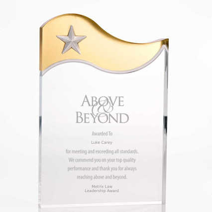 Metallic Accent Acrylic Award - Gold Star